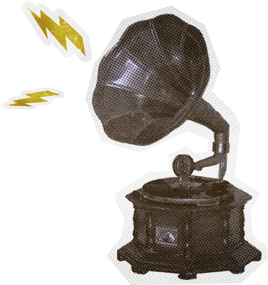 复古波点贴纸-放声机